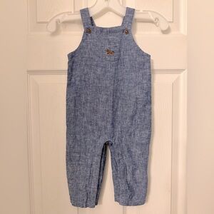 Janie and Jack baby chambray horse overalls